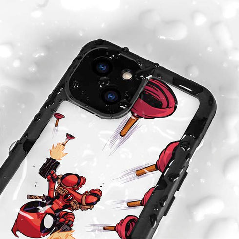 Marvel Deadpool Babypool Shooting iPhone 15 Waterproof Case
